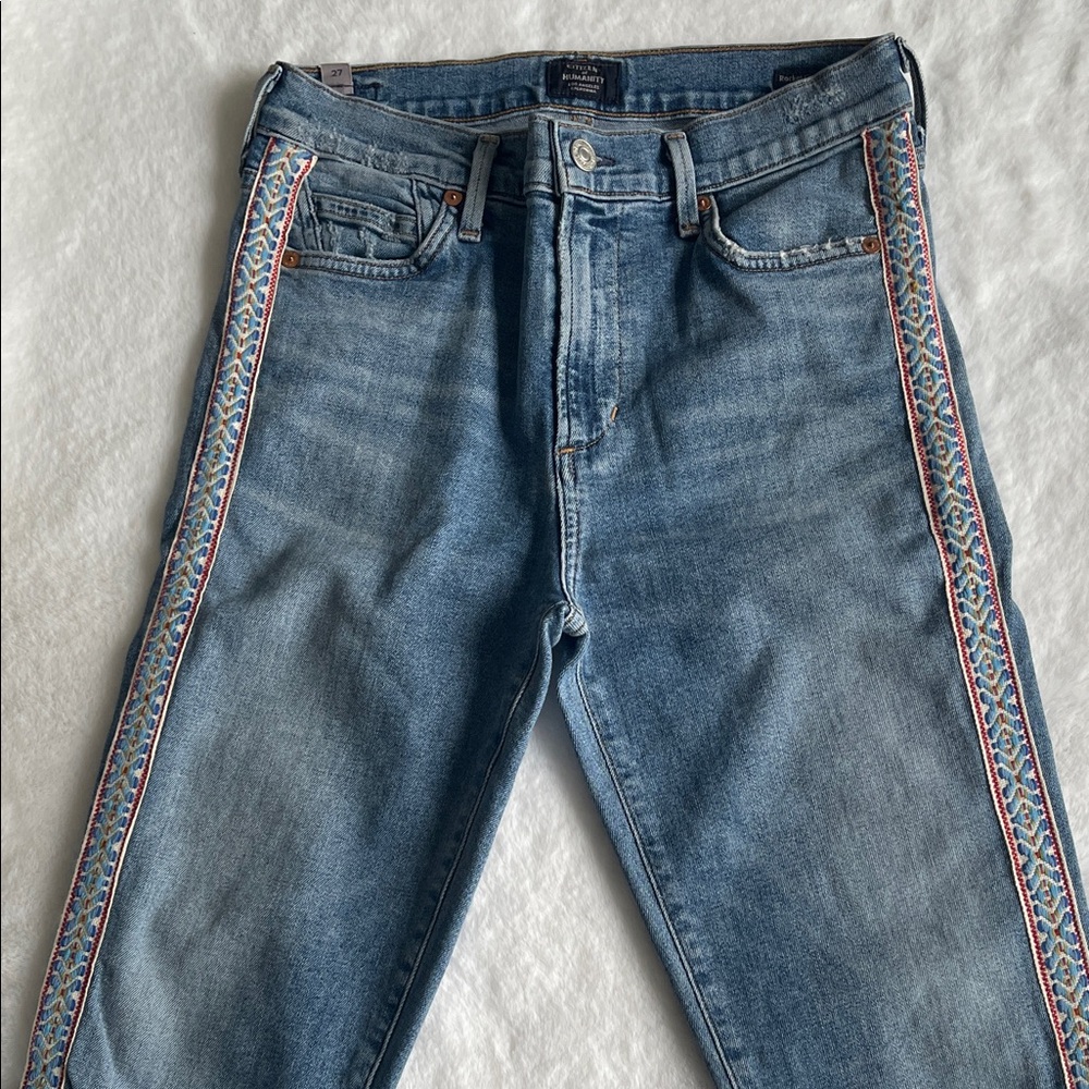 Citizen of Humanity SIZE 27 Embroidered Side-Strip Light Wash Jeans